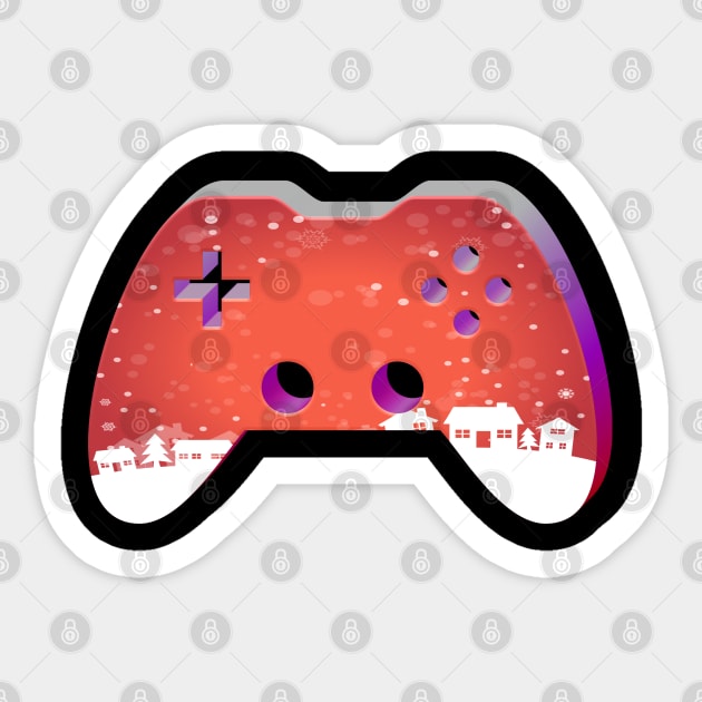 Christmas Holiday Town - Gaming Gamer Abstract - Gamepad Controller - Video Game Lover - Graphic Background Sticker by MaystarUniverse